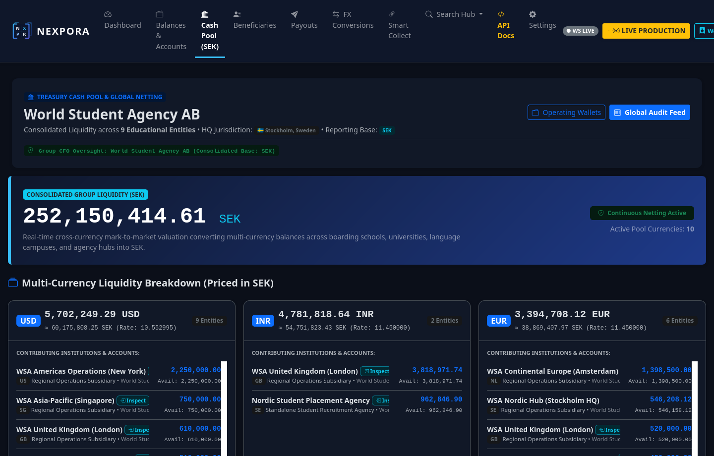 NEXPORA Multi-Currency Balance & Hedging Dashboard